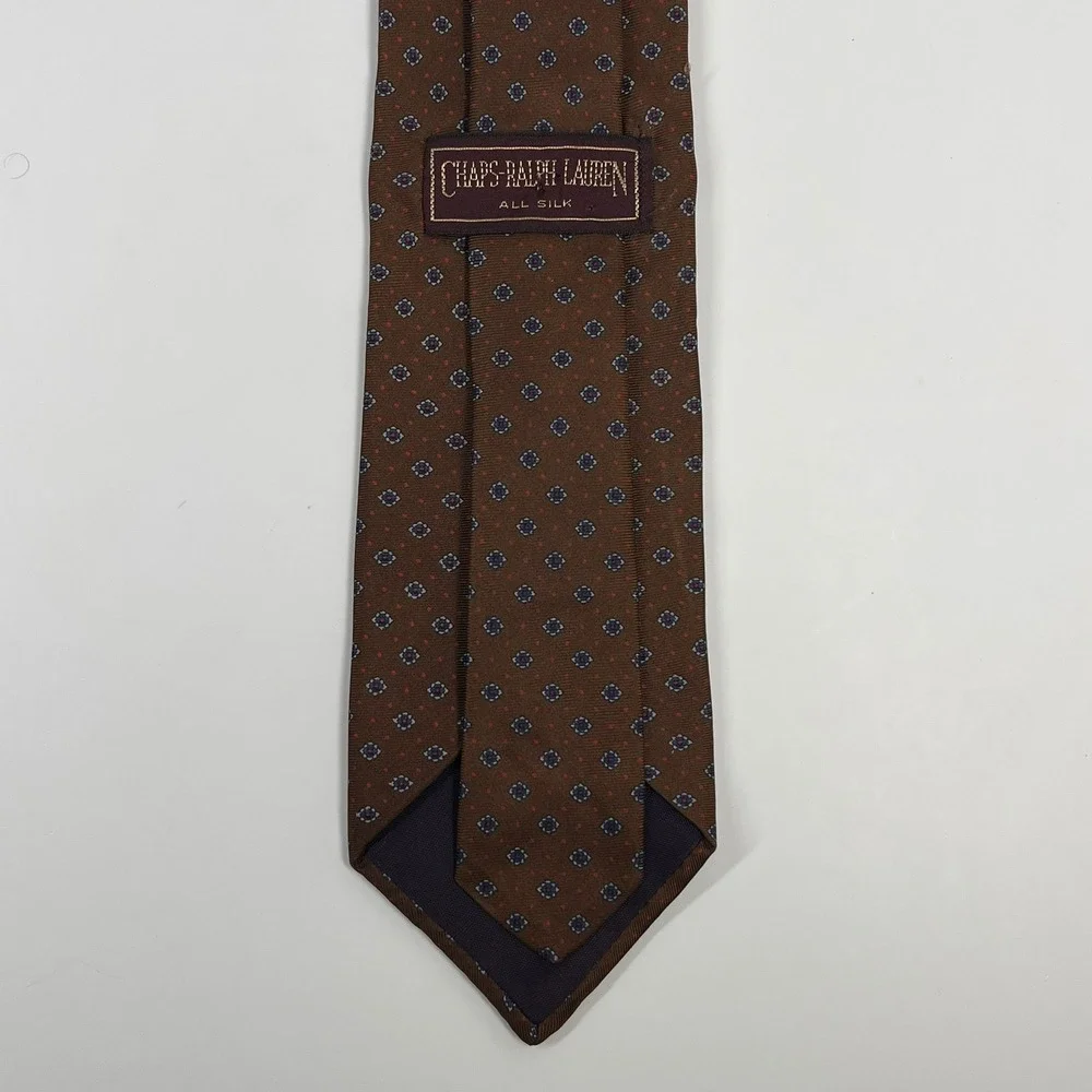 Vintage Chaps Ralph Lauren Silk Men's Necktie Geometric Medallions Made In USA